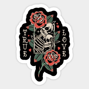 Skull Love Traditional Vintage Tattoo Sticker